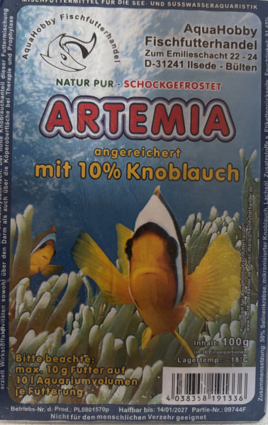 Artemia m. 10% Knoblauch 100g Frostfutter Blister
