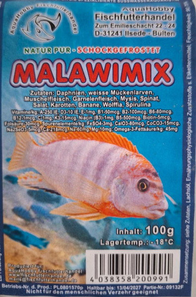 Malawi Mix Frostfutter 100g – Premium Cichlidenfutter für Malawisee Buntbarsche